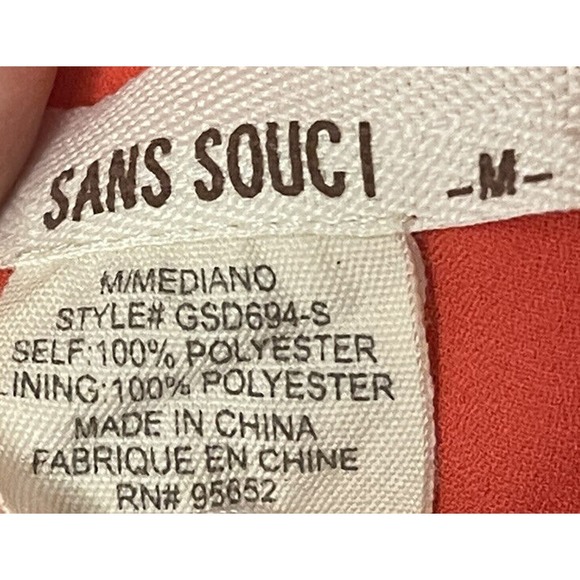 Sans Souci Dress Bright Coral Sleeveless A-Line Chiffon Flowy Size Medium - Picture 5 of 5